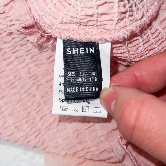 SHEIN Women’s Flounce Sleeve Off Shoulder Frill Trim Drawstring Top | L - Picture 4 of 9